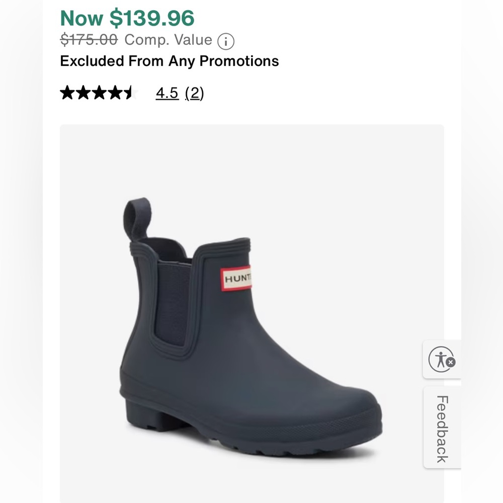 Hunter navy blue Chelsea Rain Boots